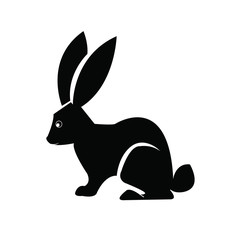 Black rabbit on a white background.