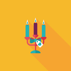 Valentine's Day candle flat icon with long shadow,eps10