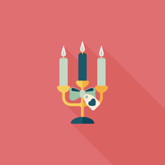 Valentine's Day candle flat icon with long shadow,eps10