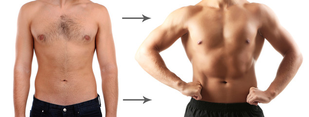 Health and fitness concept. Before and after.