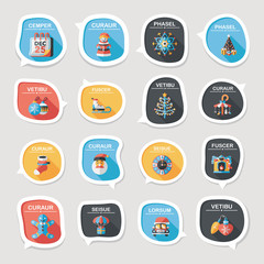 Christmas bubble speech banner design flat background set, eps10