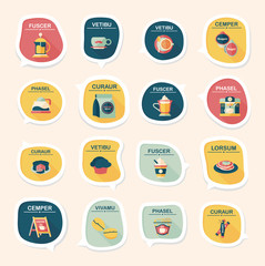 Coffee bubble speech flat banner design flat background set, eps