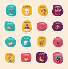 Halloween bubble speech banner design flat background set, eps10