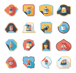 Coffee sticker flat banner background set, eps10