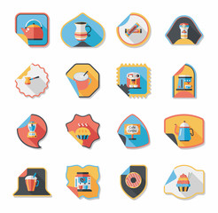 Coffee sticker flat banner background set, eps10