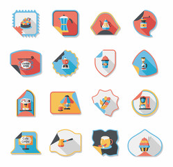 Coffee sticker flat banner background set, eps10