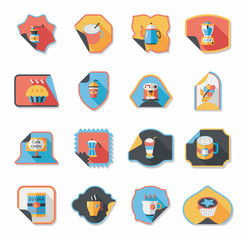 Coffee sticker flat banner background set, eps10