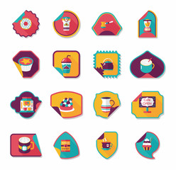 Coffee sticker flat banner background set, eps10