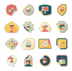 Coffee sticker flat banner background set, eps10