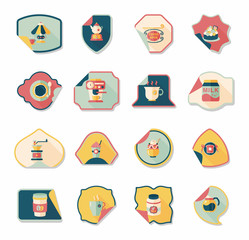 Coffee sticker flat banner background set, eps10