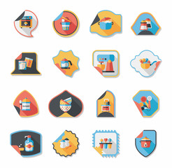 Kitchenware sticker flat banner background set, eps10