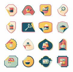 Kitchenware sticker flat banner background set, eps10