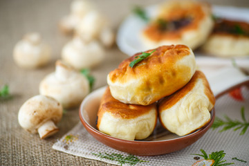 fried patties with mushrooms