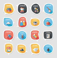 Kitchenware bubble speech flat banner design background set, eps