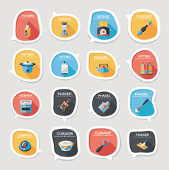 Kitchenware bubble speech flat banner design background set, eps