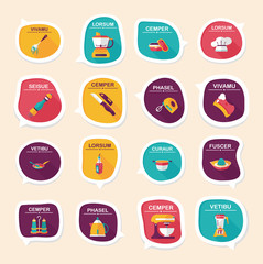 Kitchenware bubble speech flat banner design background set, eps