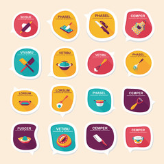 Kitchenware bubble speech flat banner design background set, eps