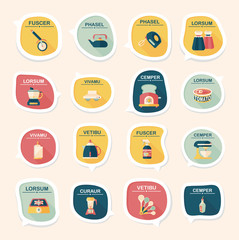 Kitchenware bubble speech flat banner design background set, eps