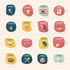 Kitchenware bubble speech flat banner design background set, eps