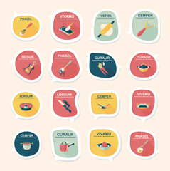 Kitchenware bubble speech flat banner design background set, eps