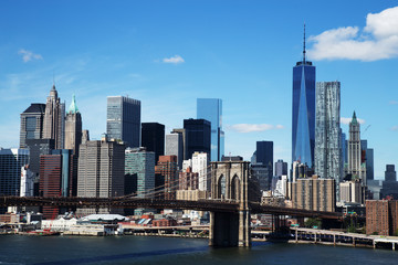 Fototapeta na wymiar Aerial view of New York City Downtown Skyline