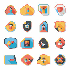 Hospital sticker flat banner background set, eps10