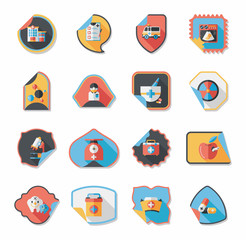 Hospital sticker flat banner background set, eps10