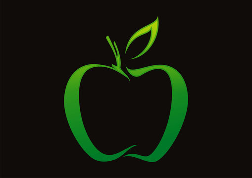 Apple line illustration logo vector