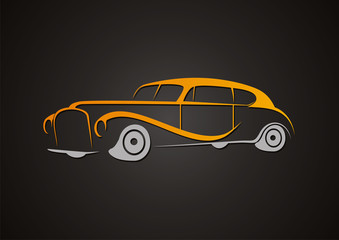 Retro Vintage car silhouette abstract vector logo