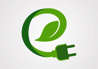 Ecology electric plug logo vector