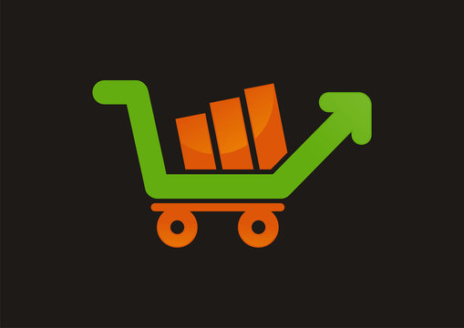 Shopping cart up arrow logo vector