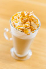 Latte cup in coffee shop