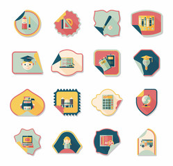 school sticker flat banner background set, eps10