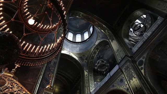 large hand-painted dome of the cathedral
