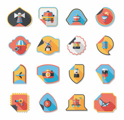 Travel sticker flat banner background set, eps10