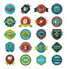 Valentine’s Day badge flat banner design background set, eps10
