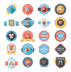 Valentine’s Day badge flat banner design background set, eps10