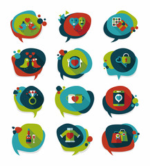 Valentine’s Day speech bubble banner flat design background se