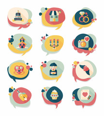 Valentine&rsquo;s Day speech bubble banner flat design background se