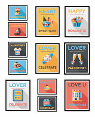 Valentine’s Day poster flat banner design flat background set,
