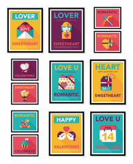 Valentine’s Day poster flat banner design flat background set,