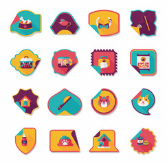 Pet sticker flat banner design background set, eps10