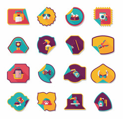 Pet sticker flat banner design background set, eps10