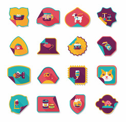 Pet sticker flat banner design background set, eps10