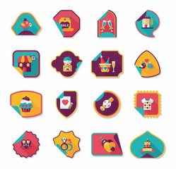 Valentine’s Day sticker banner flat design background set, eps