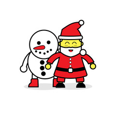 Cute Snowman and Santa Claus.
