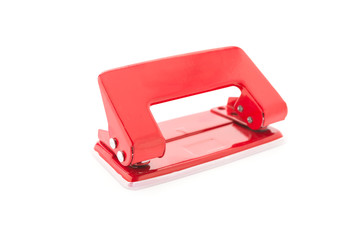 Red office punch isolated on white background