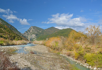 Plakas bridge in ioannnina arahthos river