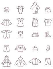 Baby clothes icon set