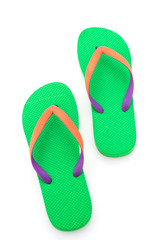 Green flip flop isolated on white background